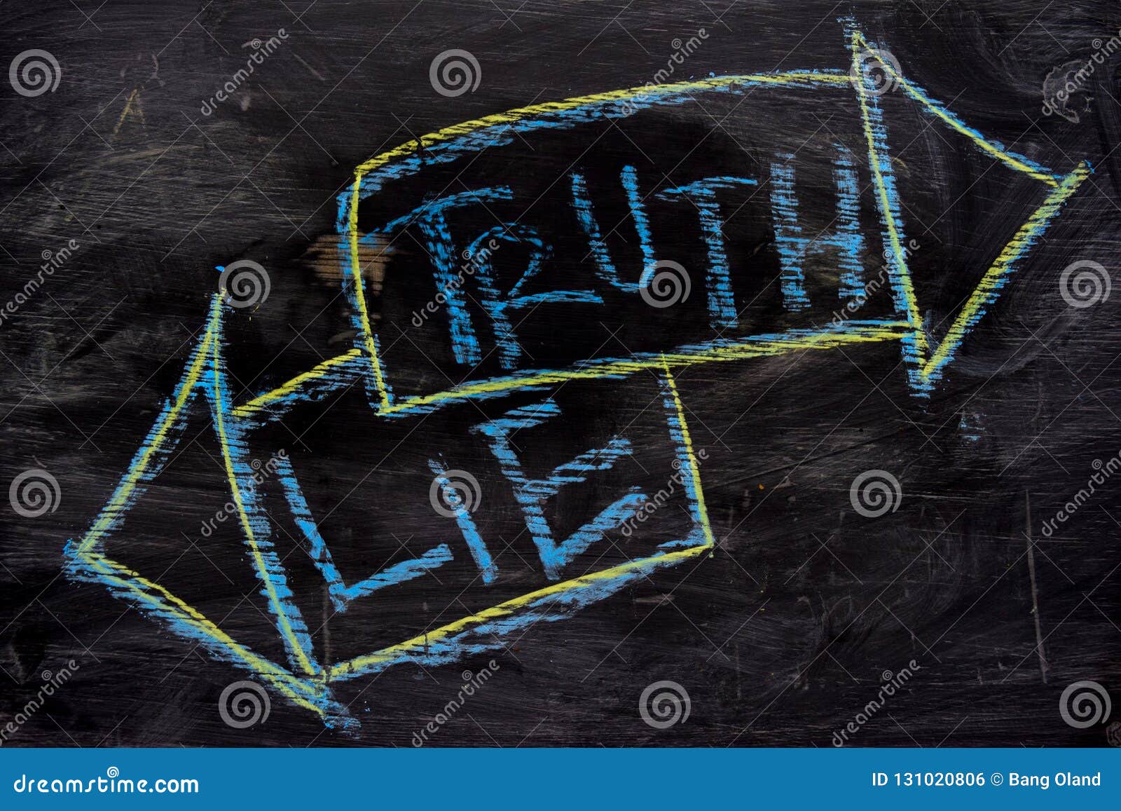 truth or lie written with color chalk concept on the blackboard