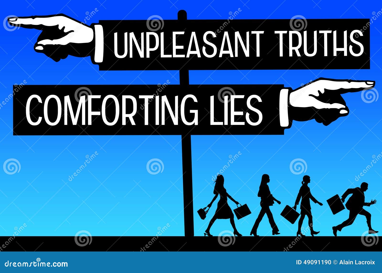 Comforting Lies And Unpleasant Truths As A Choice Pictured As Words