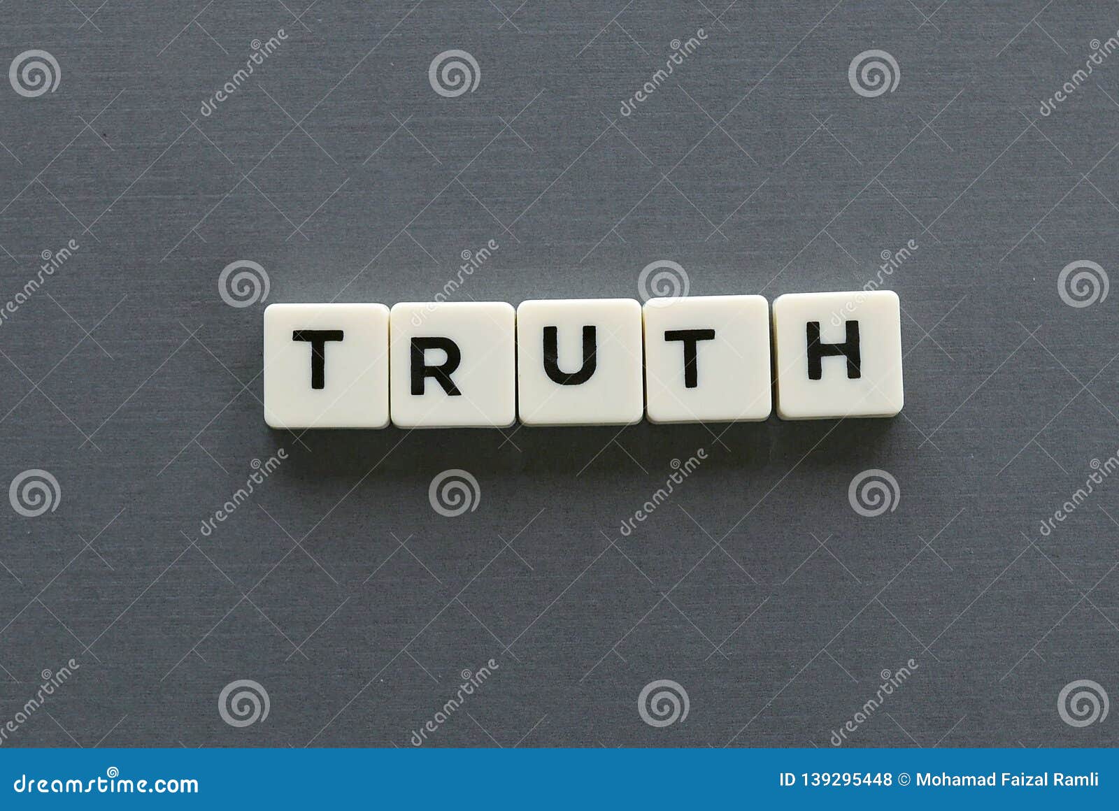 Truth Word Made of Square Letter Word on Grey Background. Stock Photo