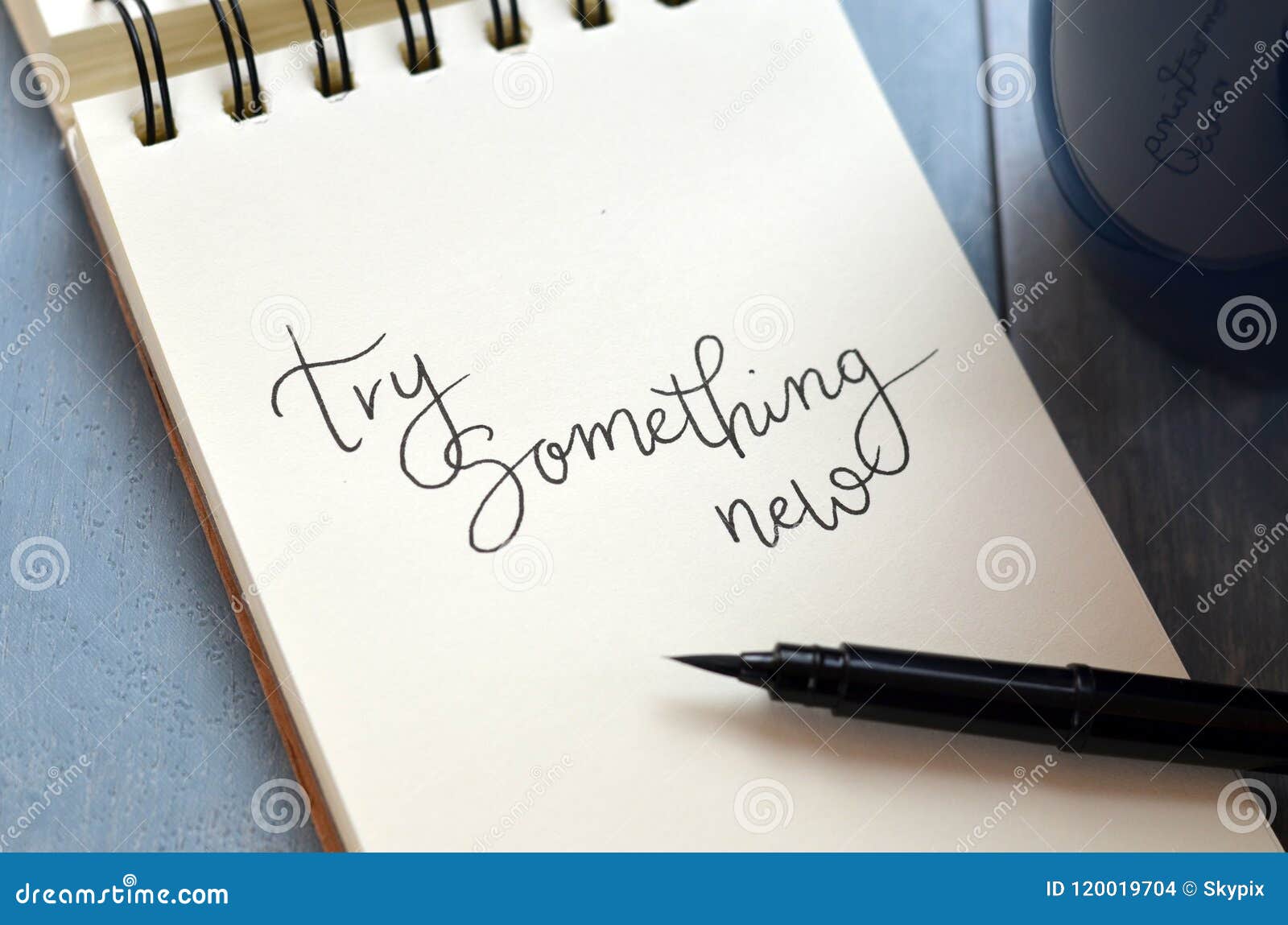 try something new hand-lettered in notepad