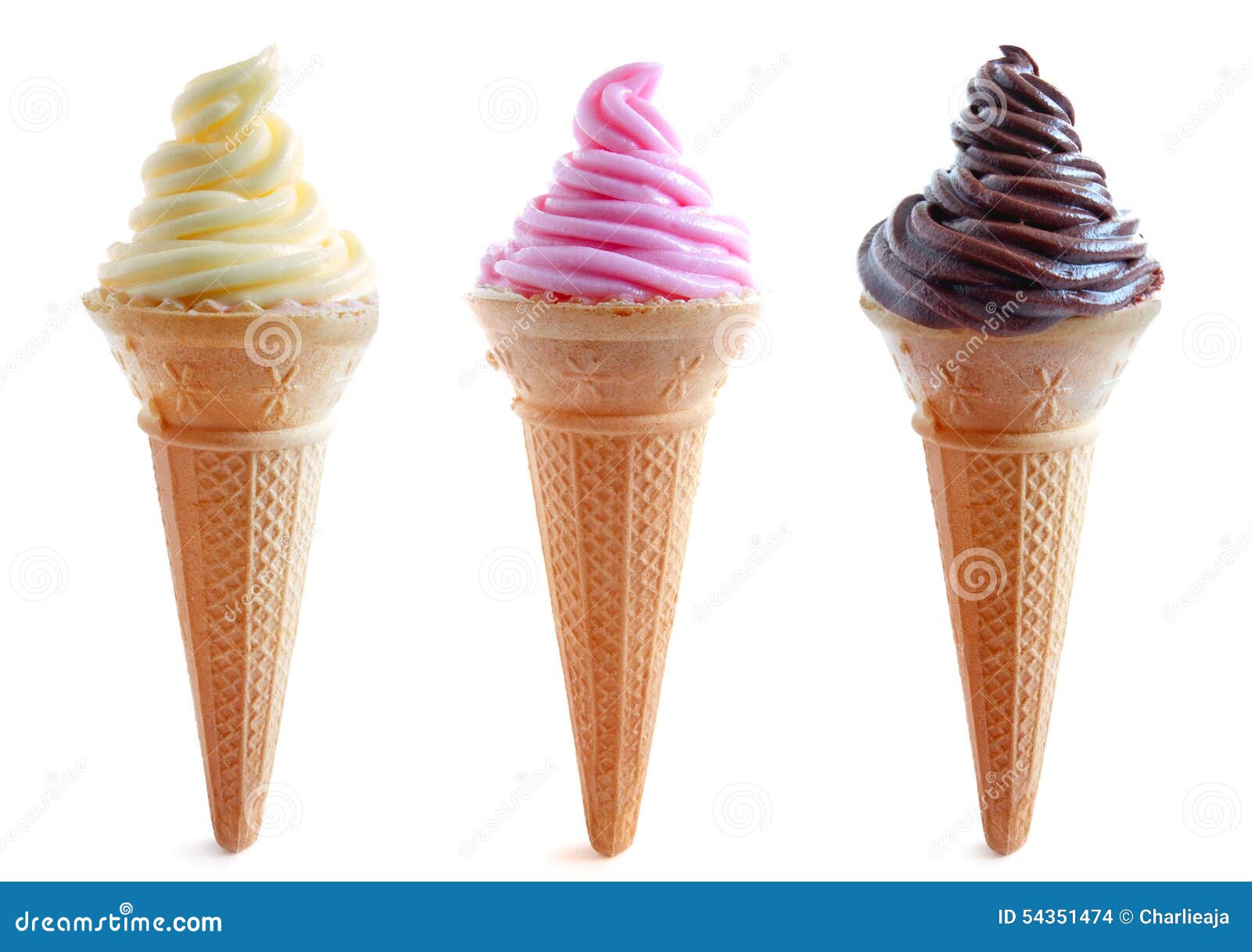 Três cones de gelado foto de stock. Imagem de três, sabores 54351474