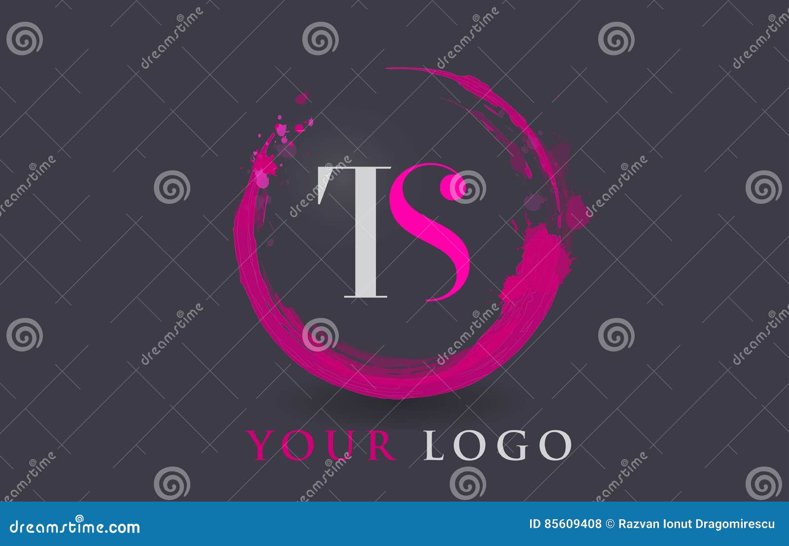 TS Letter Logo Circular Purple Splash Brush Concept. Stock Vector ...