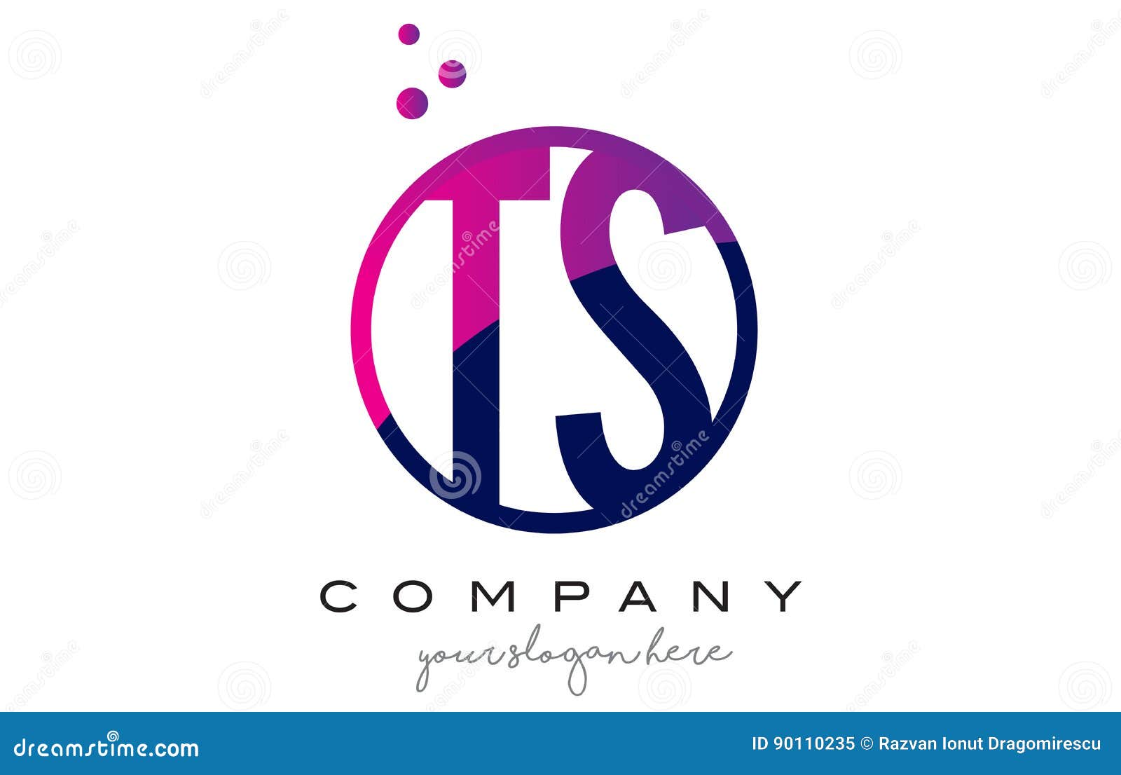 TS T S Circle Letter Logo Design with Purple Dots Bubbles Stock Vector ...