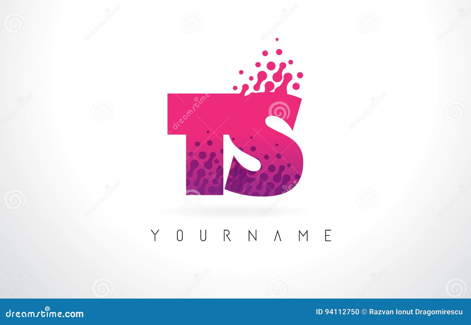 TS T S Letter Logo with Pink Purple Color and Particles Dots Design ...