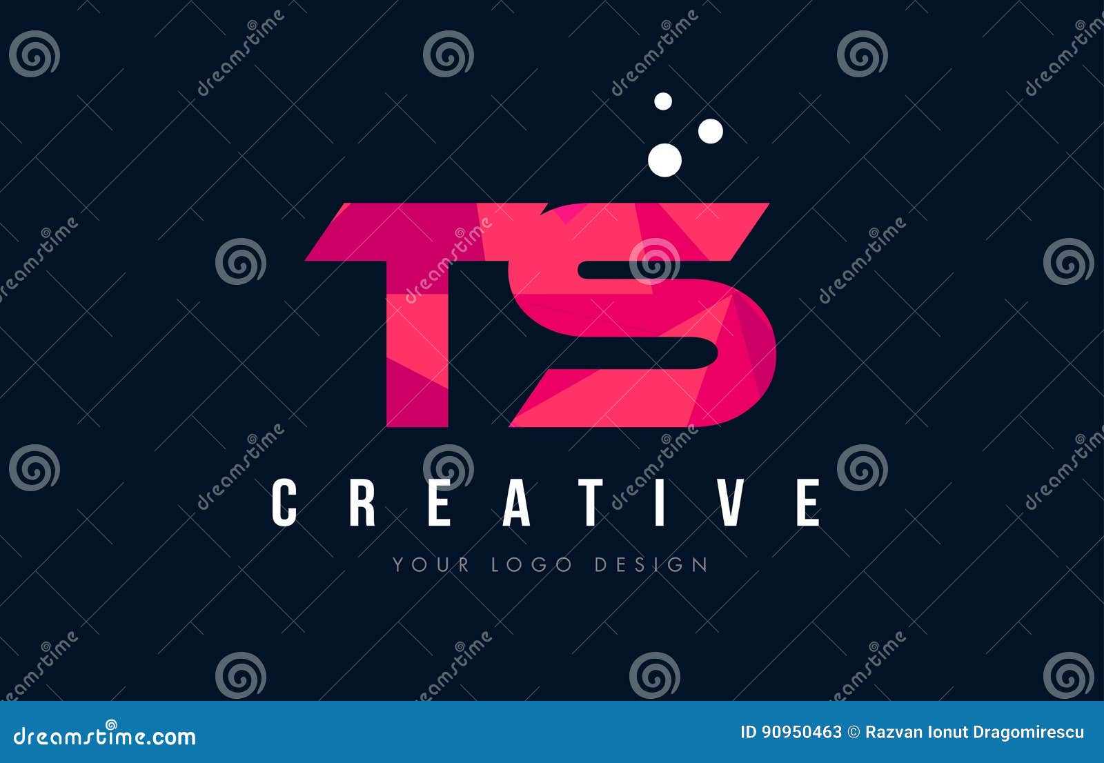 TS T S Letter Logo with Purple Low Poly Pink Triangles Concept Stock ...
