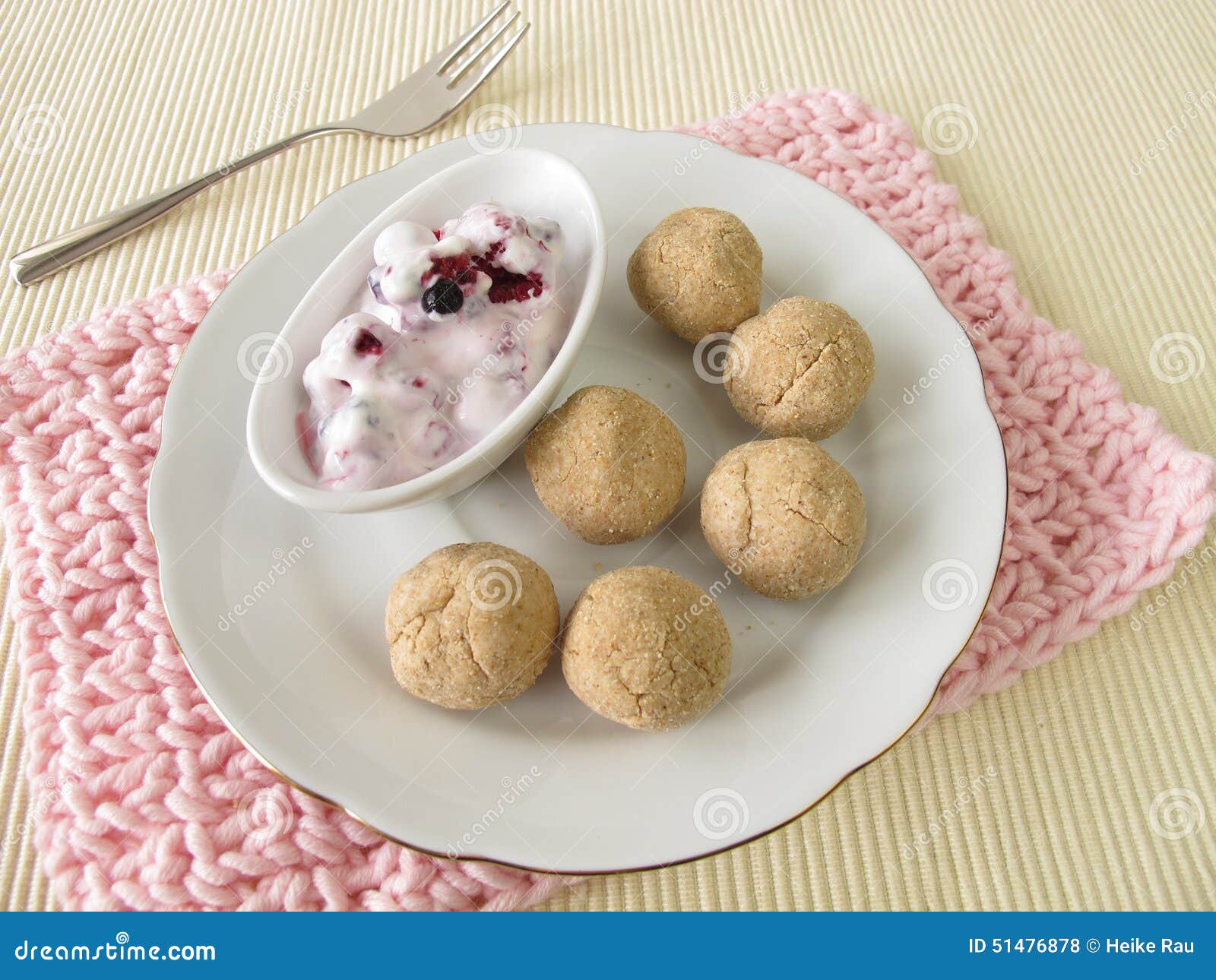 Tsampa Balls with Fruit Yogurt Stock Photo Image of balls, flour