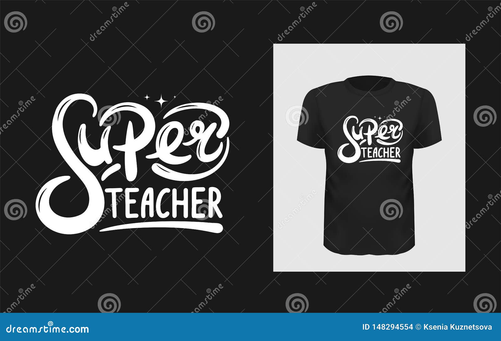 tshirt slogan . t shirt print with a phrase super teacher.  lettering template
