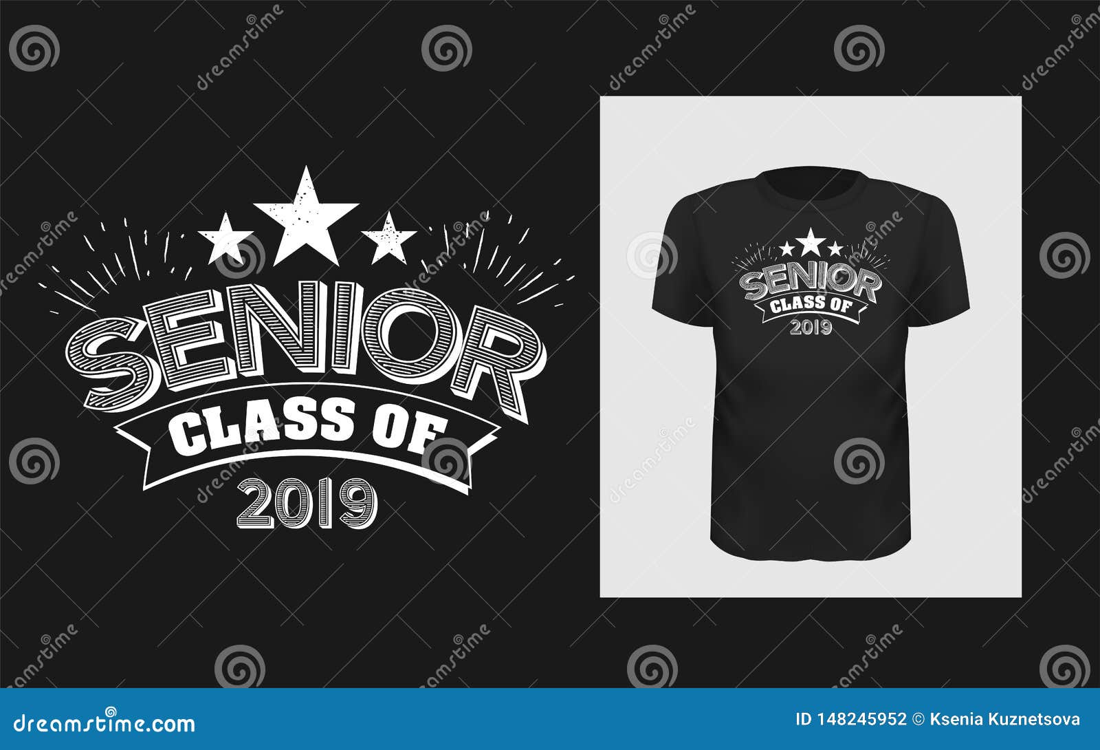 Tshirt Slogan Design. T Shirt Quote Print with a Phrase Senior of Class ...