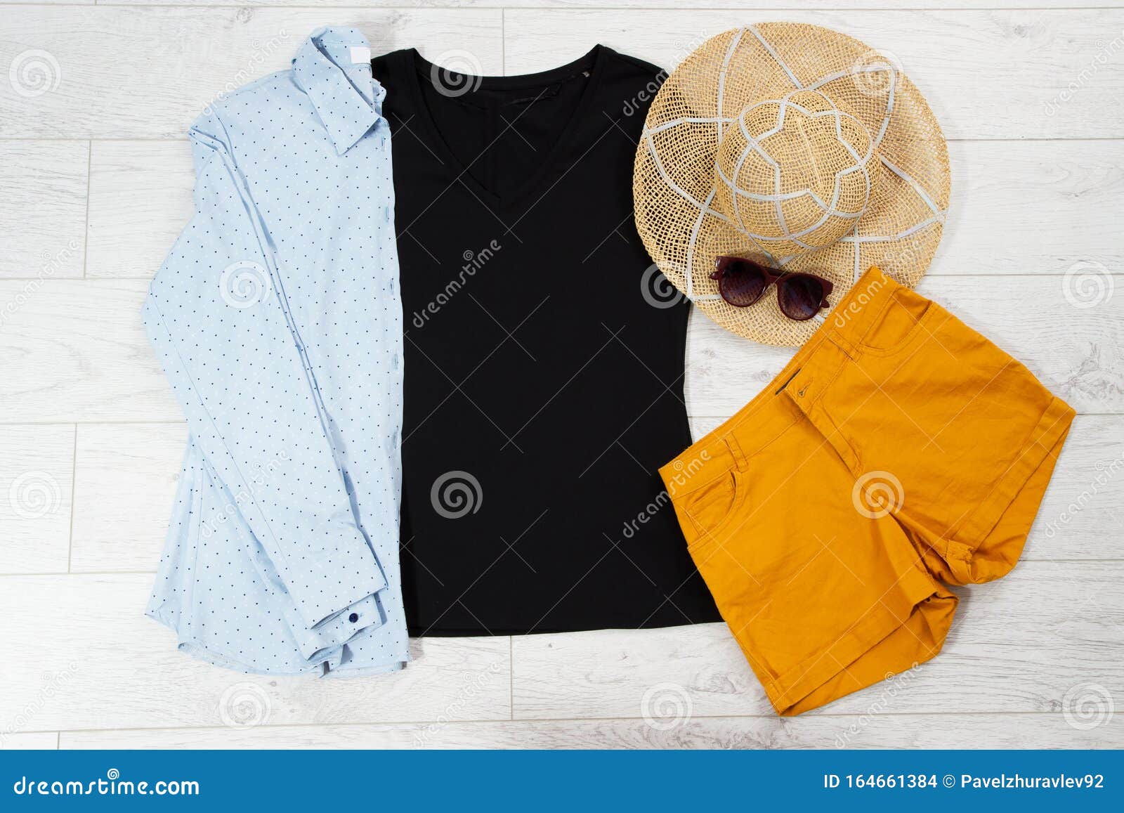 Tshirt T-shirt T Shirt Mock Up Top View on Wooden Floor, Clothes ...