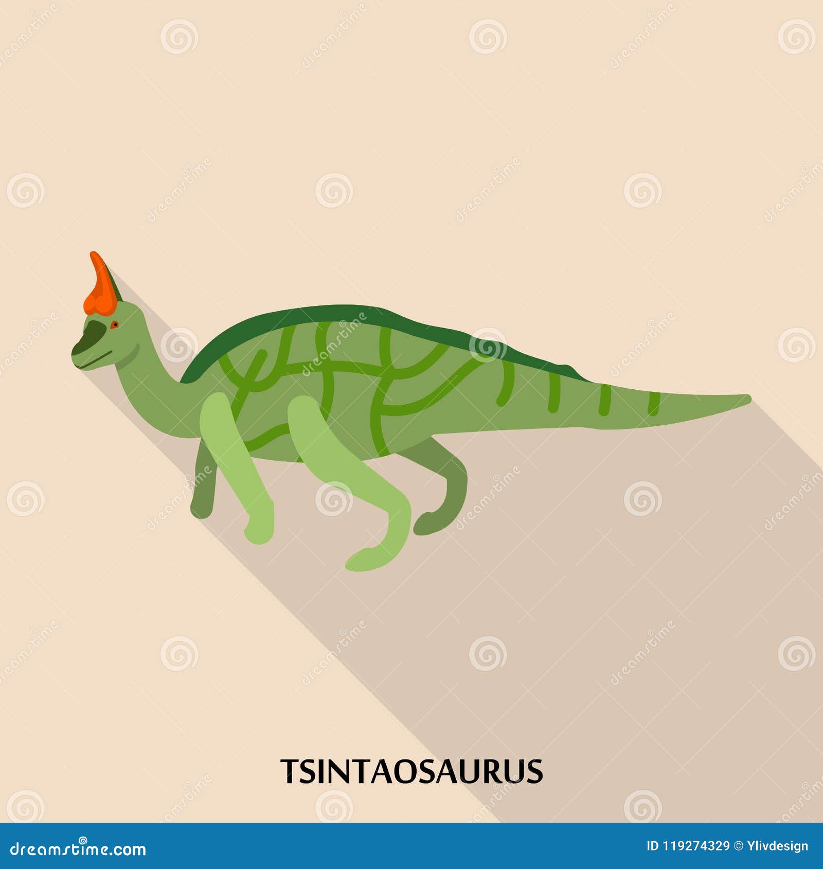tsintaosaurus icon, flat style
