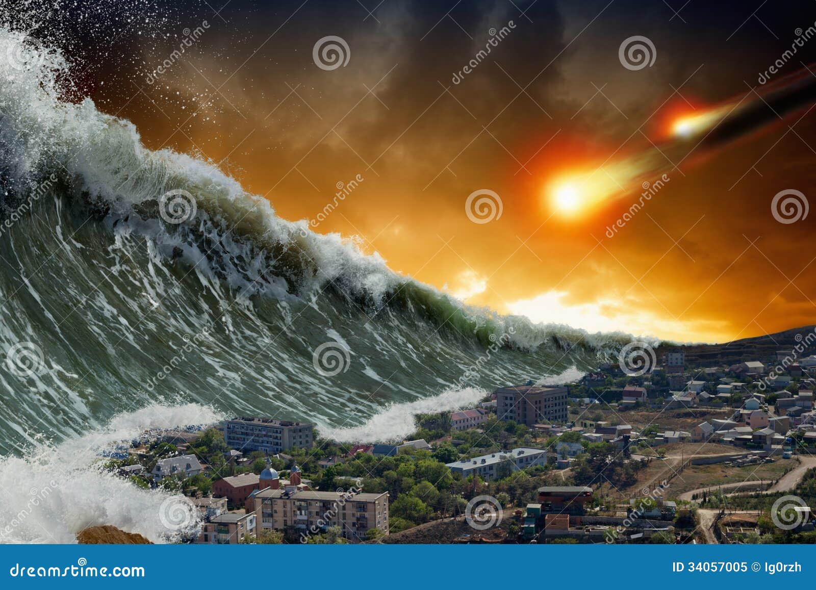 tsunami waves, asteroid impact
