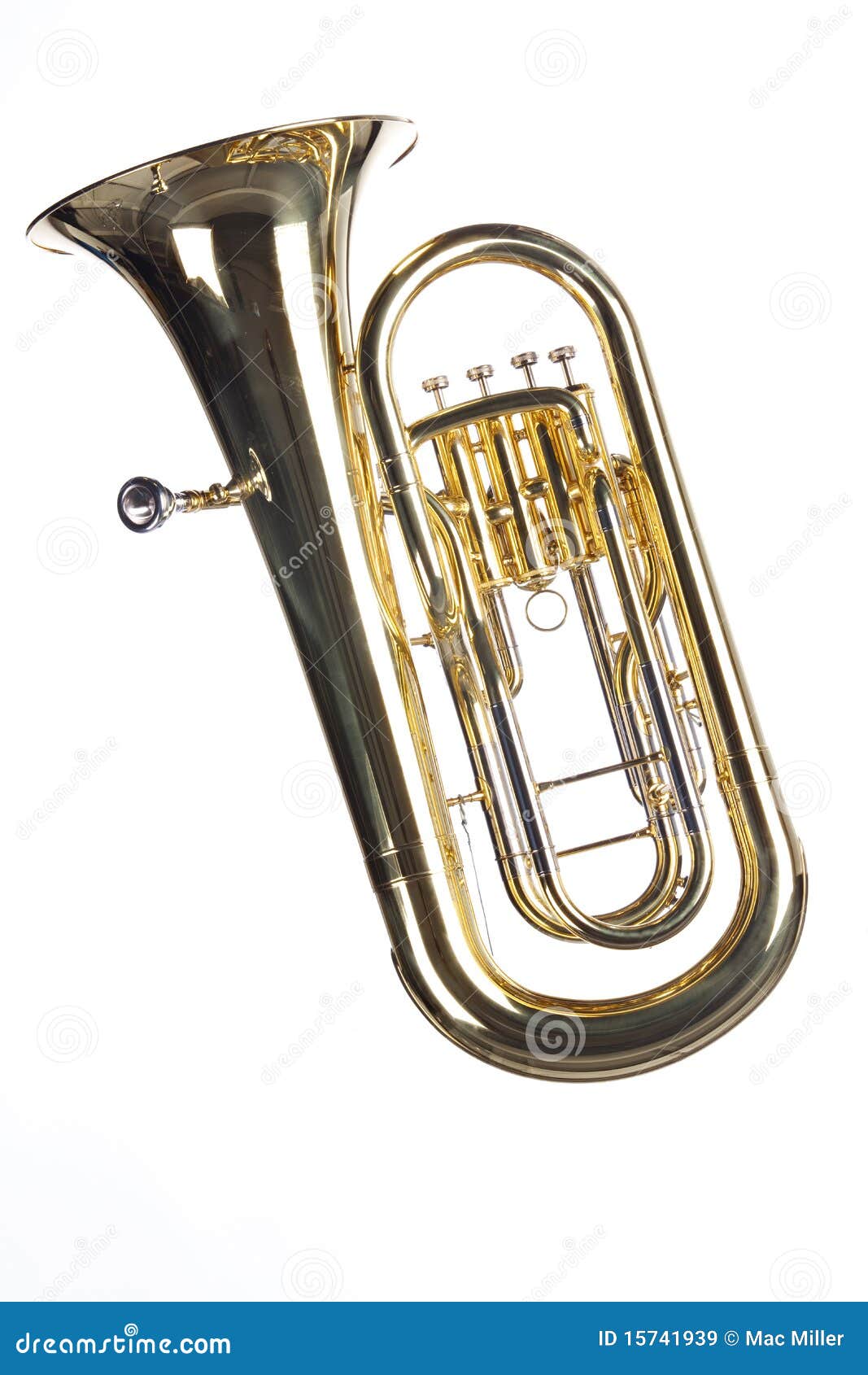 Tuba Euphonium Isolated on White Stock Image Image of keys