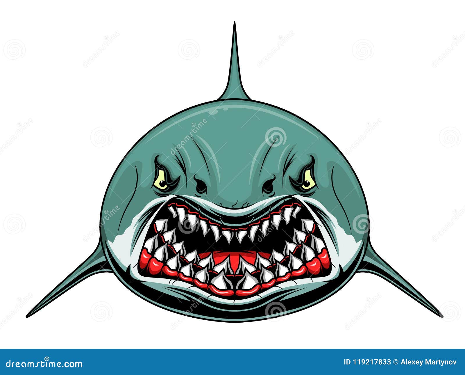 Tubarão Boca Aberta Desenho Animado Vetor Horror Perigo Cópia