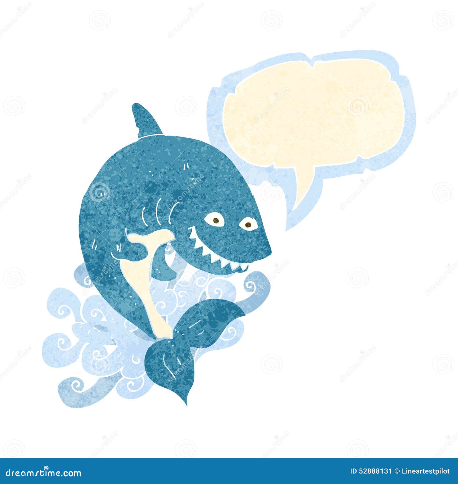 Tubarão Dos Desenhos Animados Com Bolha Do Discurso Ilustração Stock Ilustração de desenhado