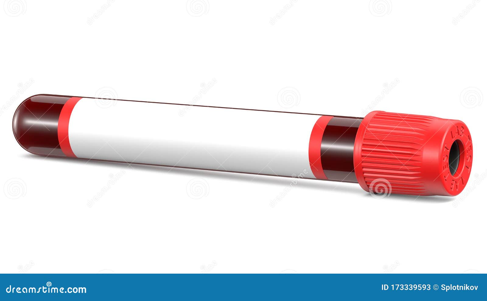 Tube With Blood Sample Isolated On White Background. 3d Rendering