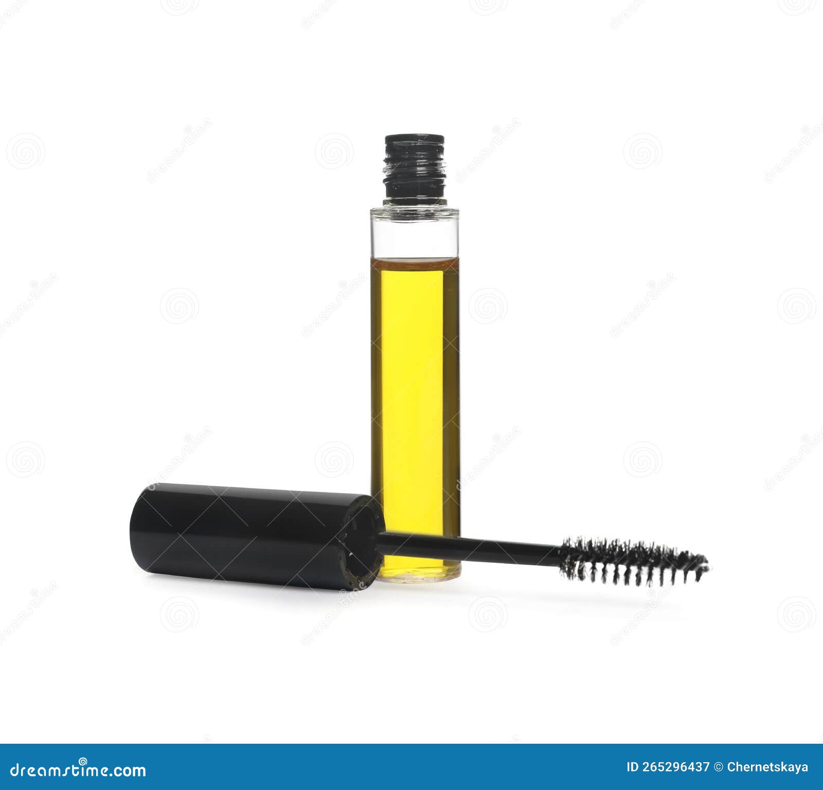 Tube of Eyelash Oil and Brush Isolated on White Stock Image Image of