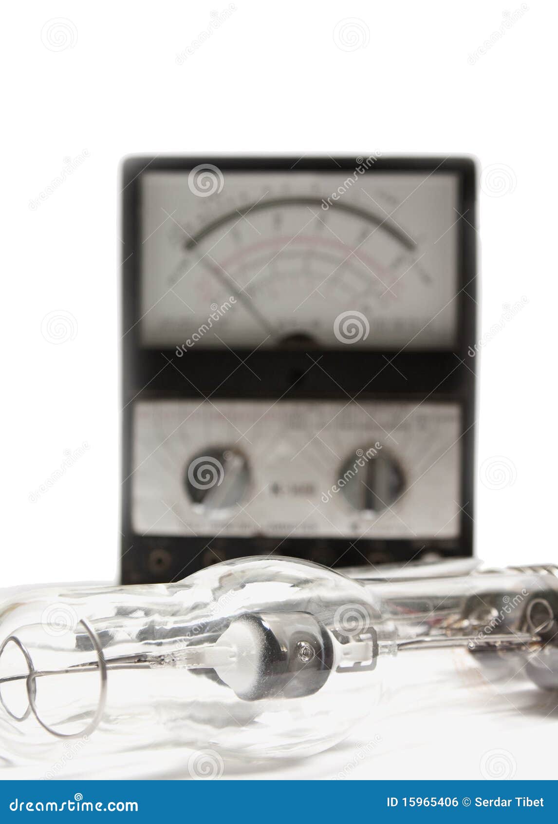 Tube Lamp and Voltage Meter Stock Photo Image of black, connection