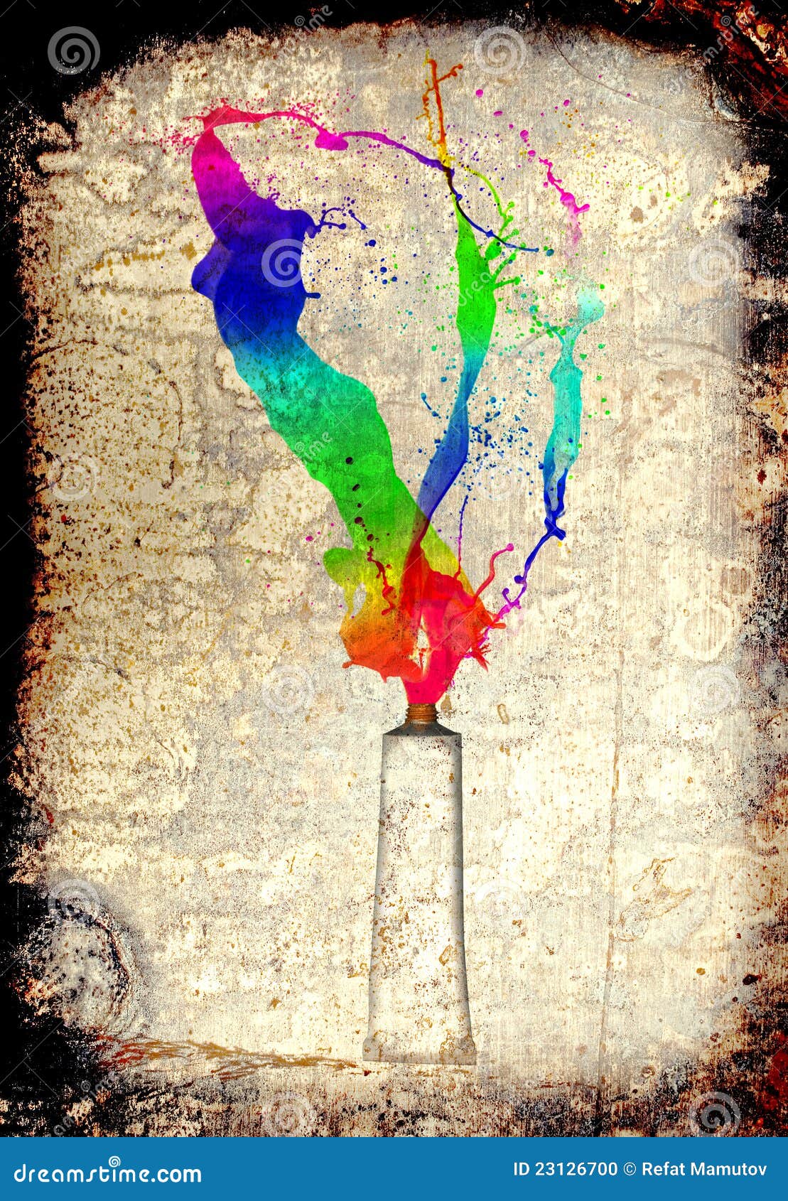 Tube Spraying Colored Paint Stock Photo Image of object, isolated