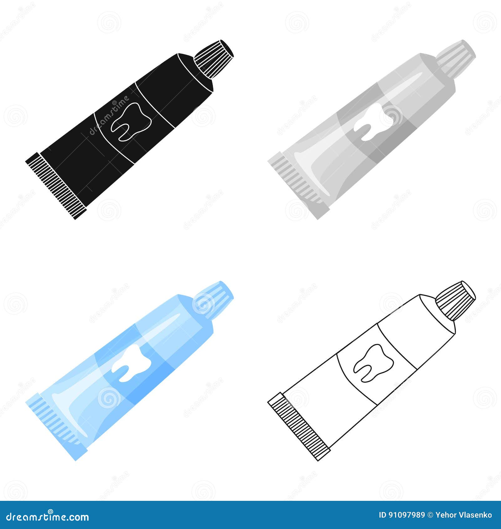 Tube Of Toothpaste Icon In Cartoon Style Isolated On White Background Dental Care Symbol Stock