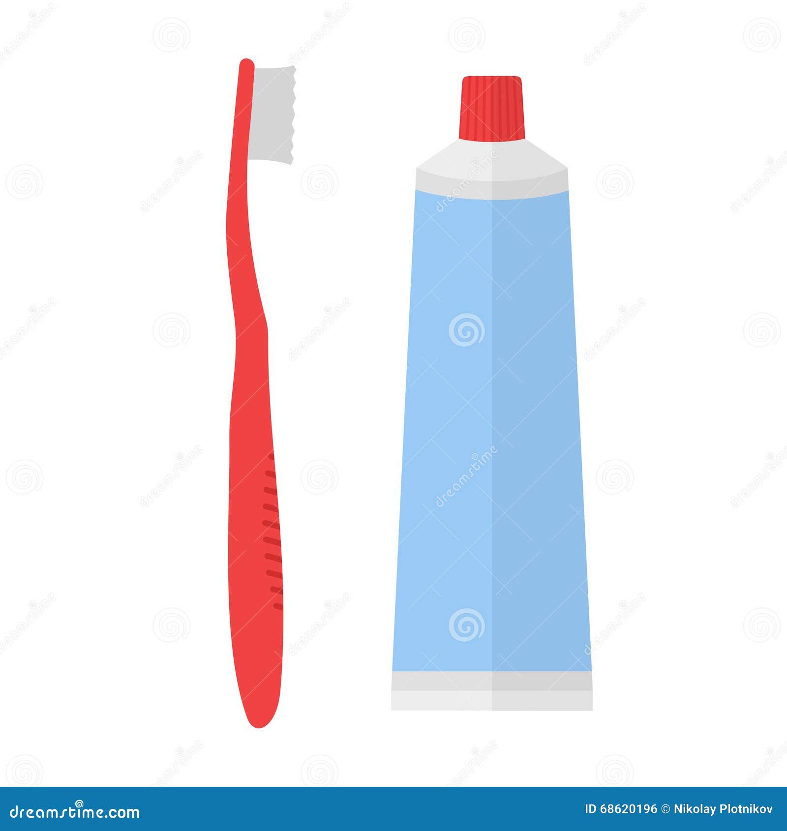 Tube Of Toothpaste And Tooth Brush In Flat Style On White Background Vector Stock Vector