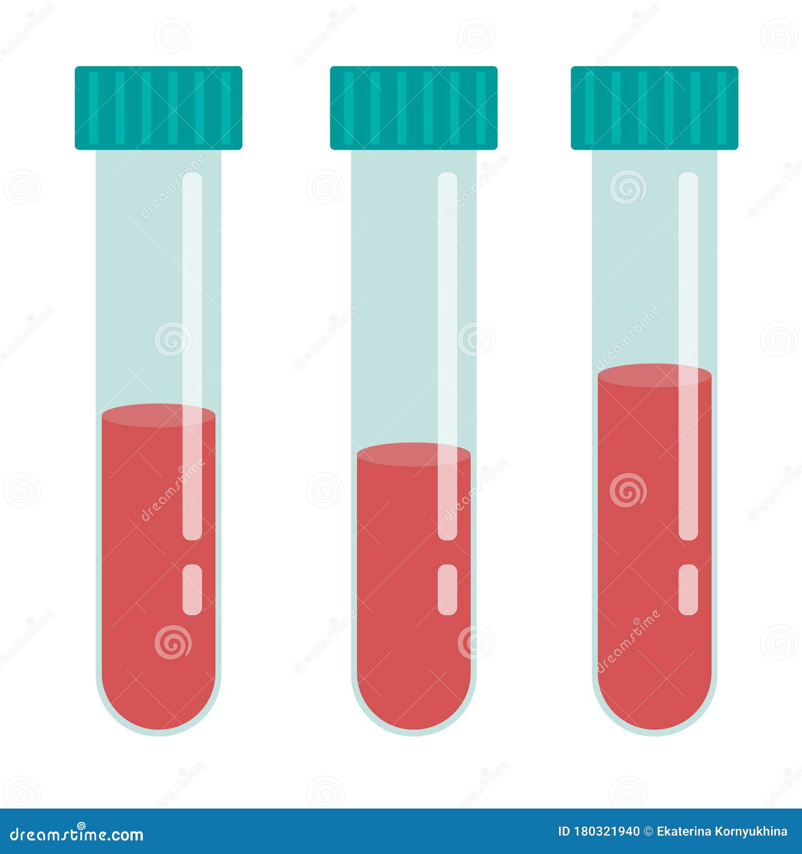 Tubes with Blood Sample. Medical Clipart. Concept of Rapid Test. Lab