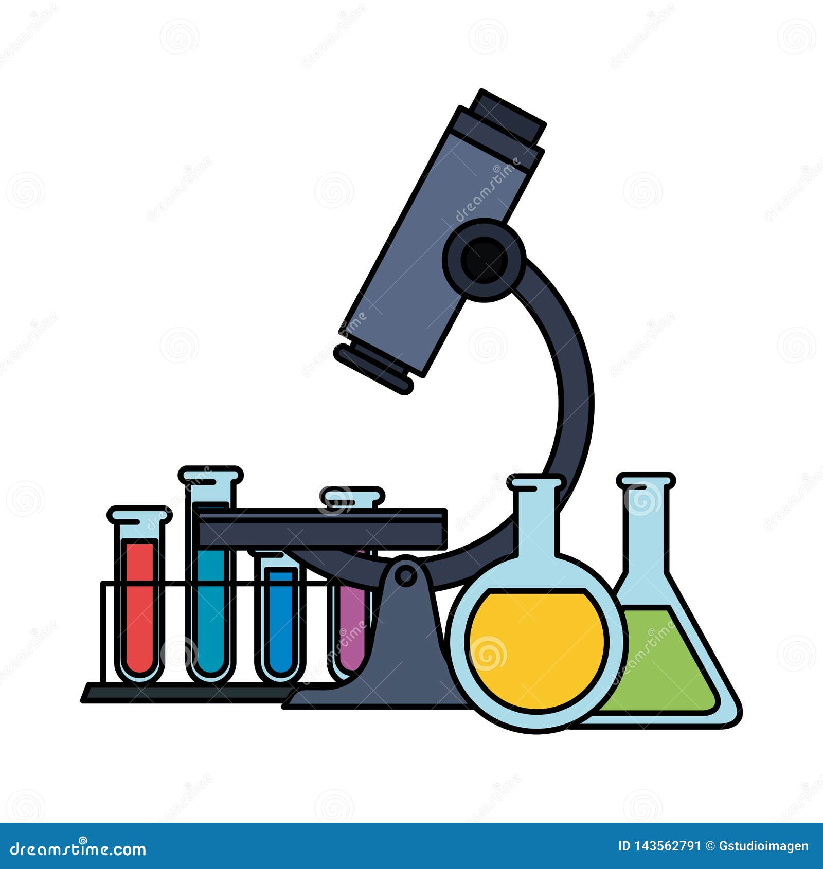 Tubes Test in Holder with Microscope Stock Vector Illustration of