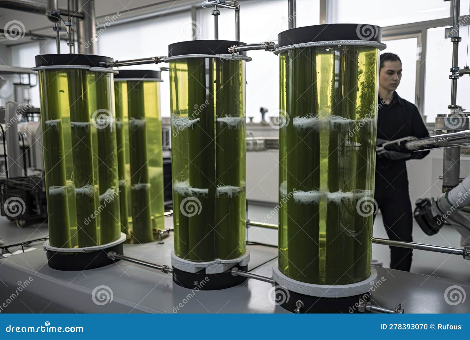 Tubular Algae Bioreactors Fixing CO2 To Produce Biofuel Stock Photo tubular-algae-bioreactors-fixing-co2-to-produce-biofuel-stock-photo