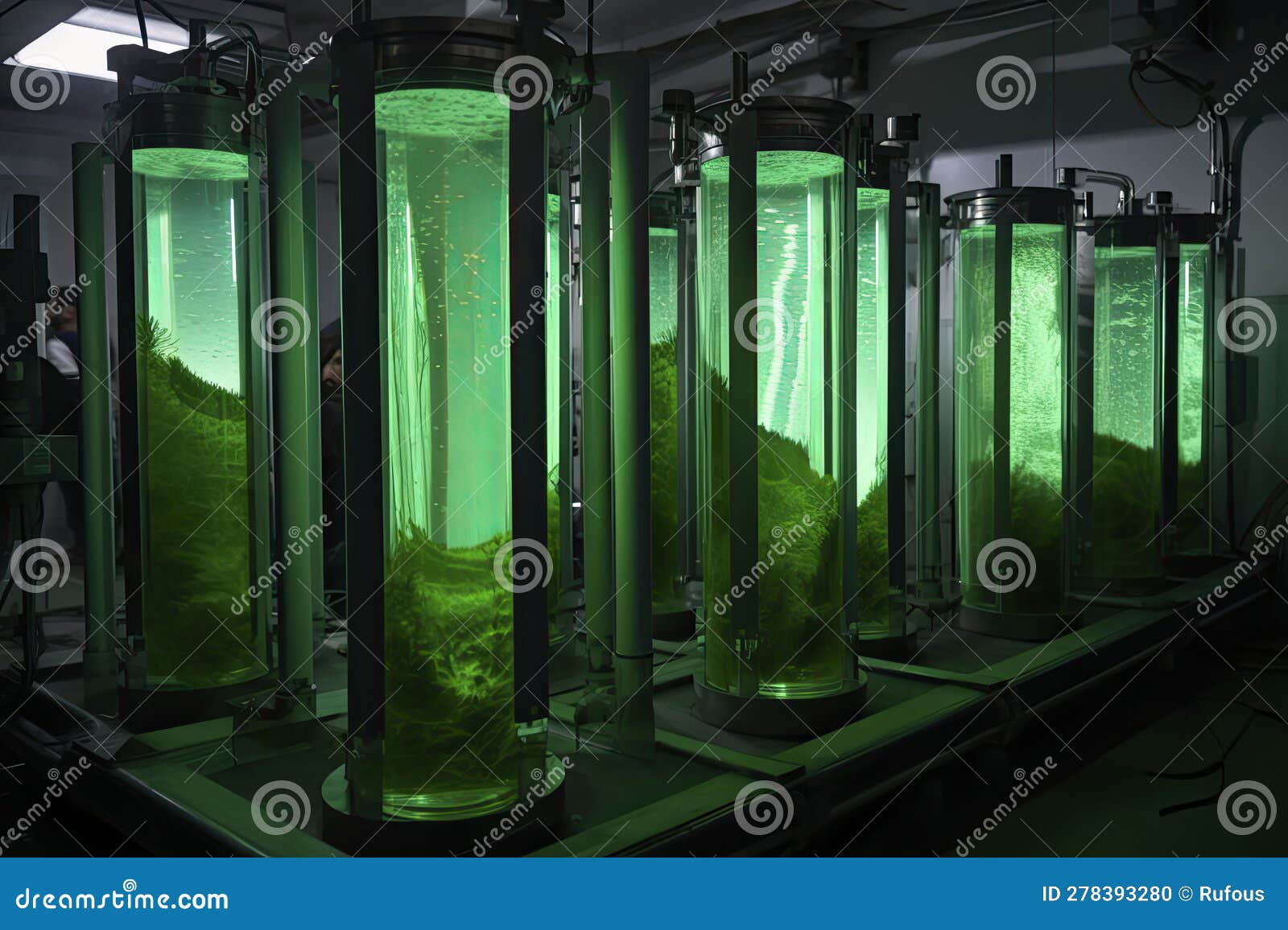 Tubular Algae Bioreactors Fixing CO2 To Produce Biofuel Stock Photo ...
