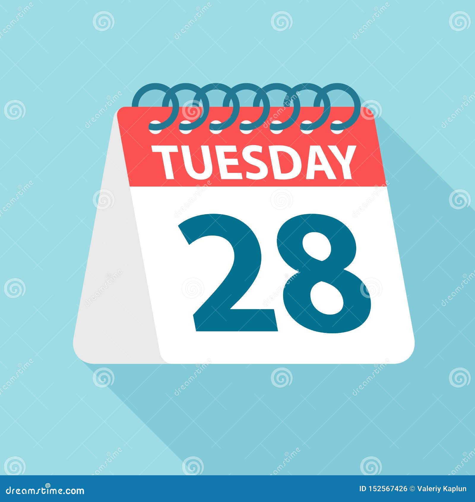 Tuesday 28 Calendar Icon. Vector Illustration of Week Day Paper Leaf