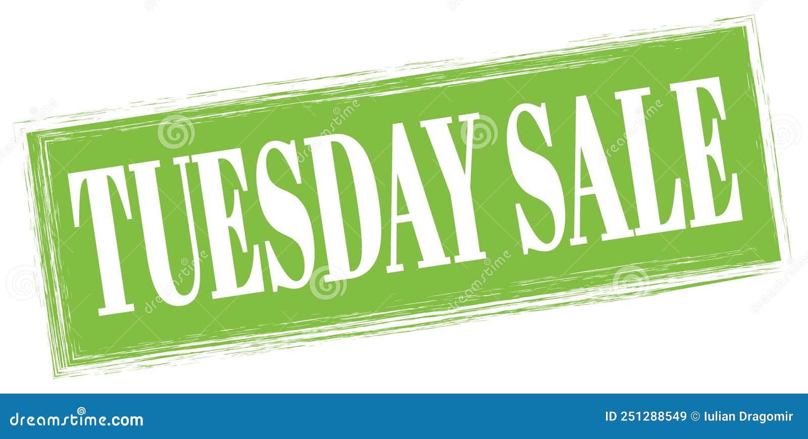 TUESDAY SALE Text Written on Green Stamp Sign Stock Illustration