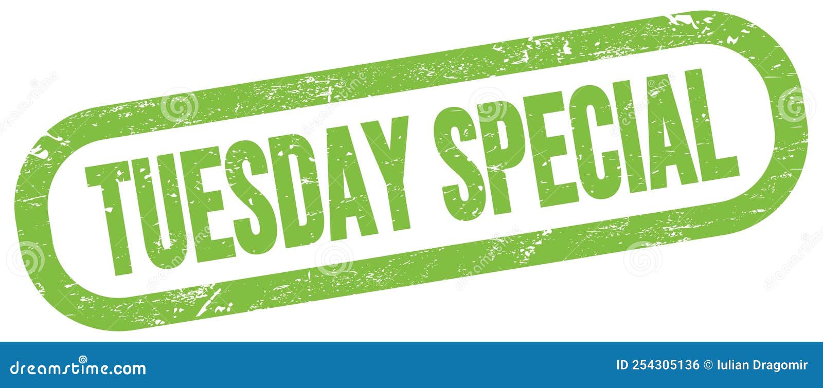 TUESDAY SPECIAL, Text Written on Green Stamp Sign Stock Illustration
