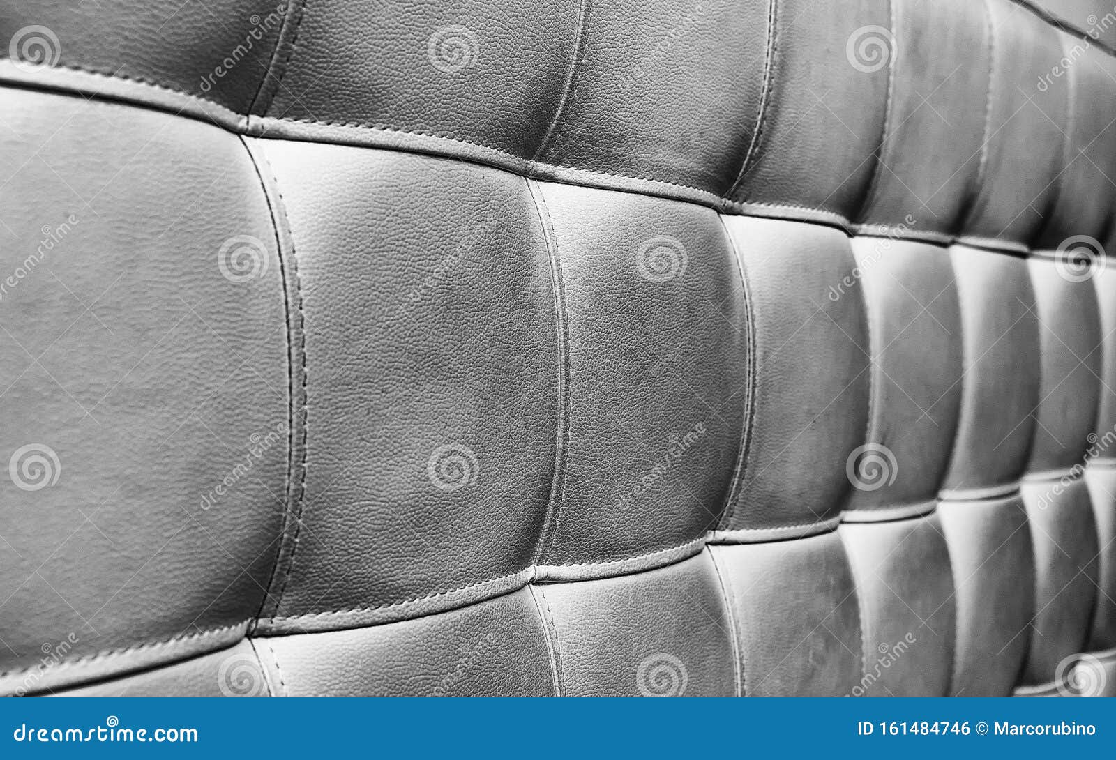 Tufted Grey Leather Headboard Texture for Background Stock Photo