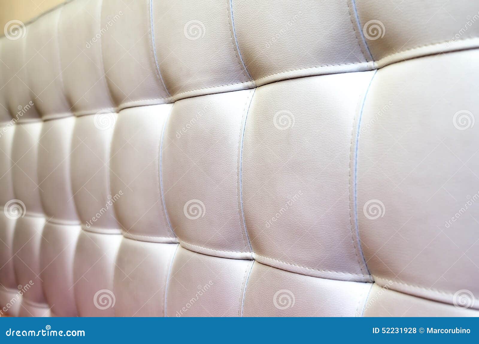 Tufted White Leather Headboard Texture for Background Stock Photo
