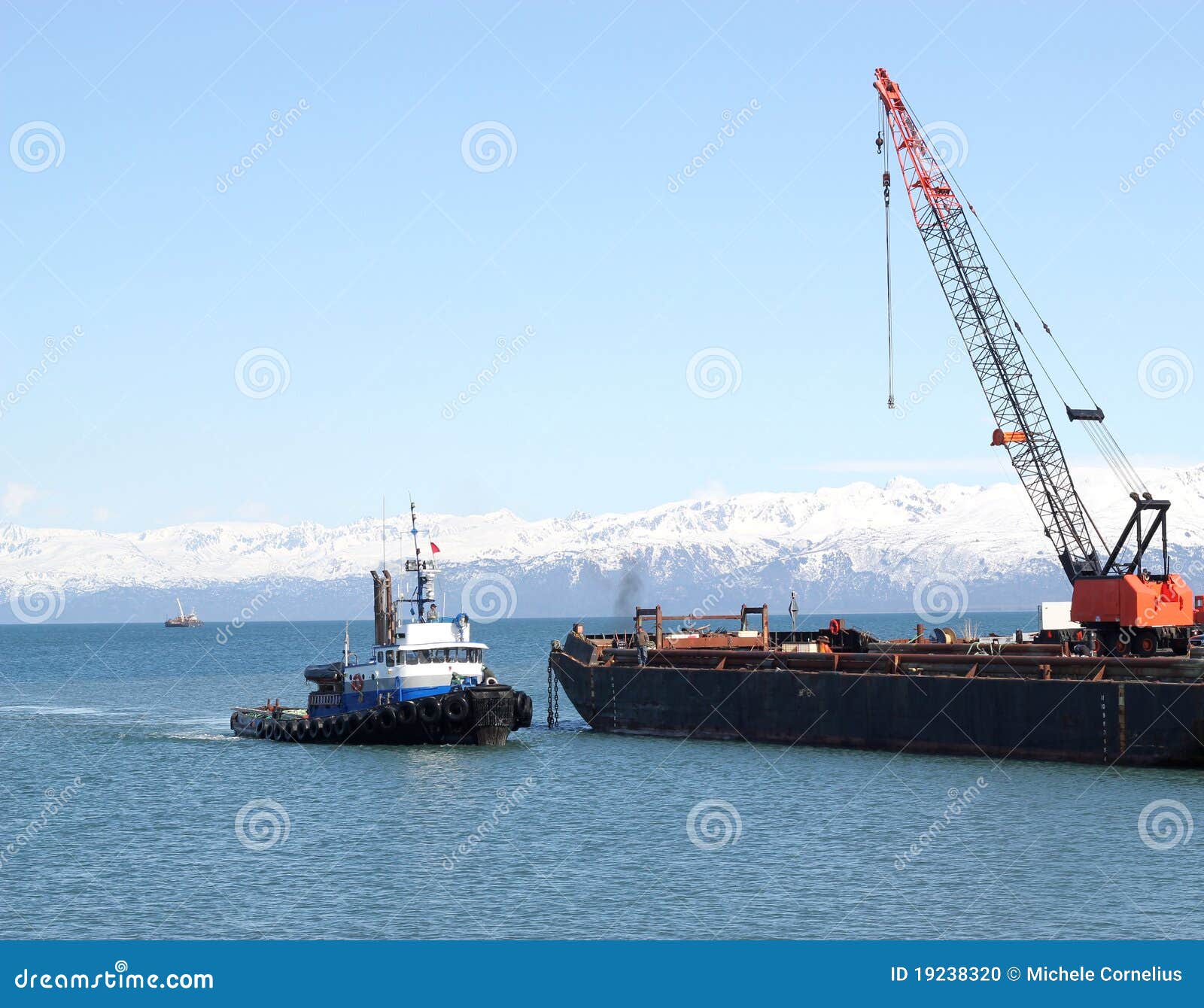 Tug boat and crane stock photo. Image of pier, alaska 19238320