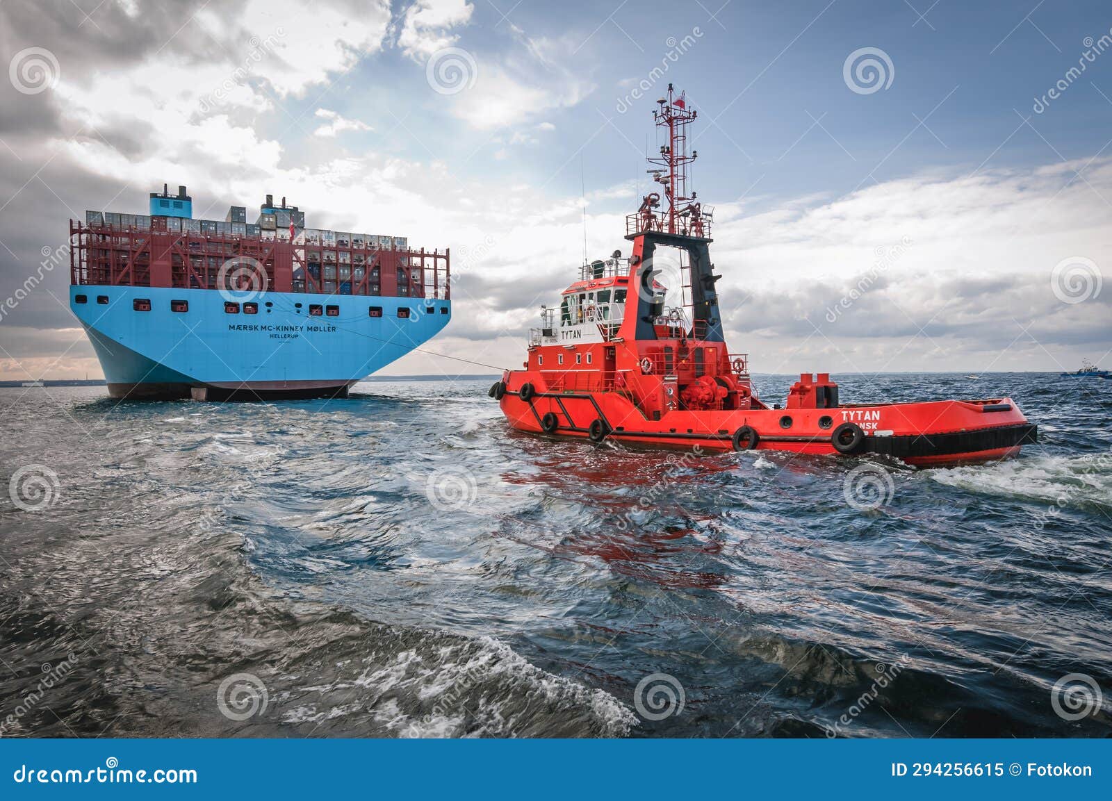 Tugboat and Maersk Container Ship in Poland Editorial Image Image of