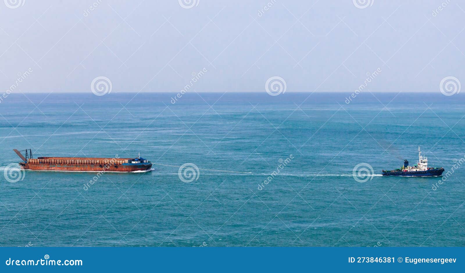 Tugboat Tows a Cargo Barge on Japan Sea Stock Image Image of tugboat, vessel 273846381