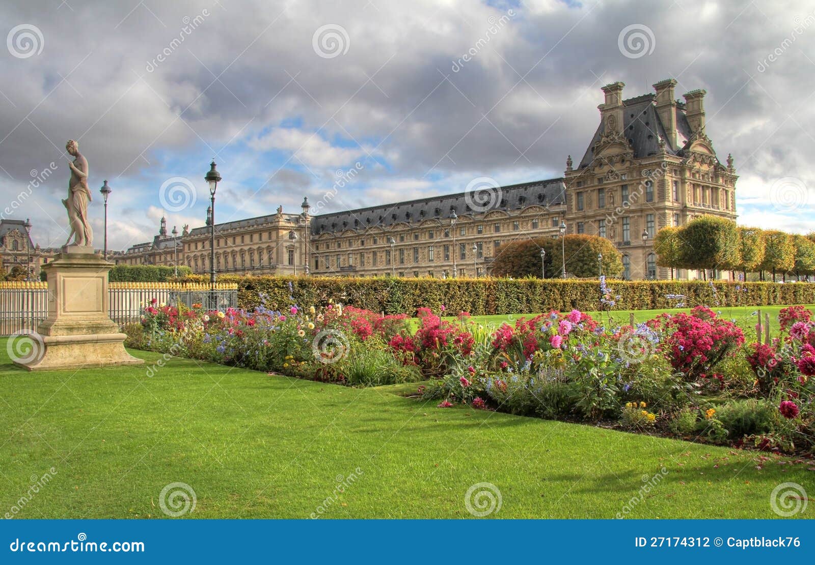 Tuileries Gardens in Paris , Louvre Museum Stock Photo Image of