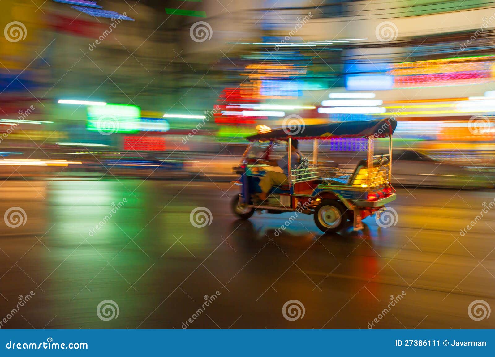 tuk-tuk in motion blur, bangkok, thailand