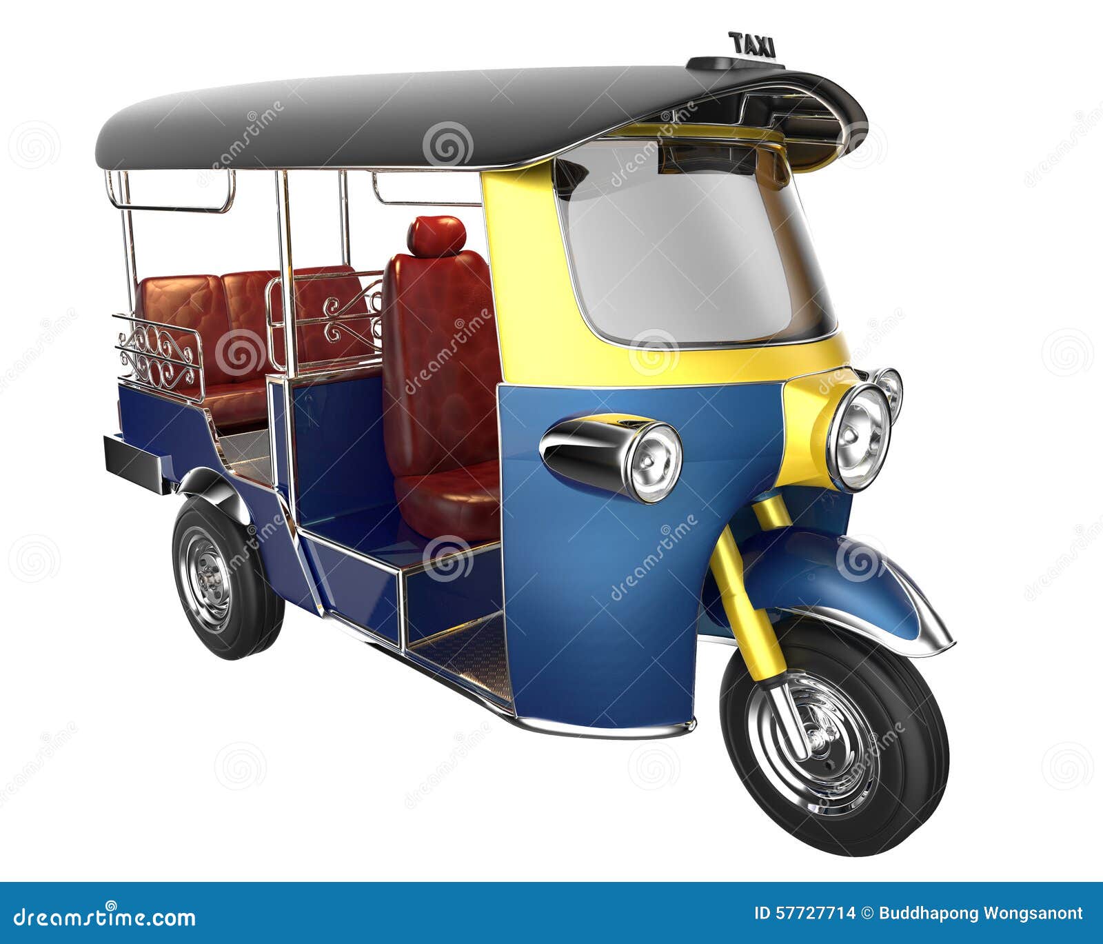 TUKTUK 3d Render Isoleted On White With Paths. Stock Illustration - Illustration of three ...