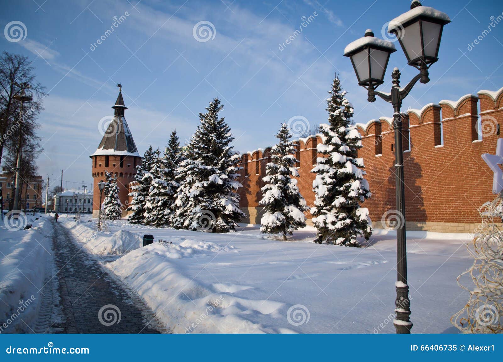 Tula Kremlin in winter. stock image. Image of flora, needle - 66406735