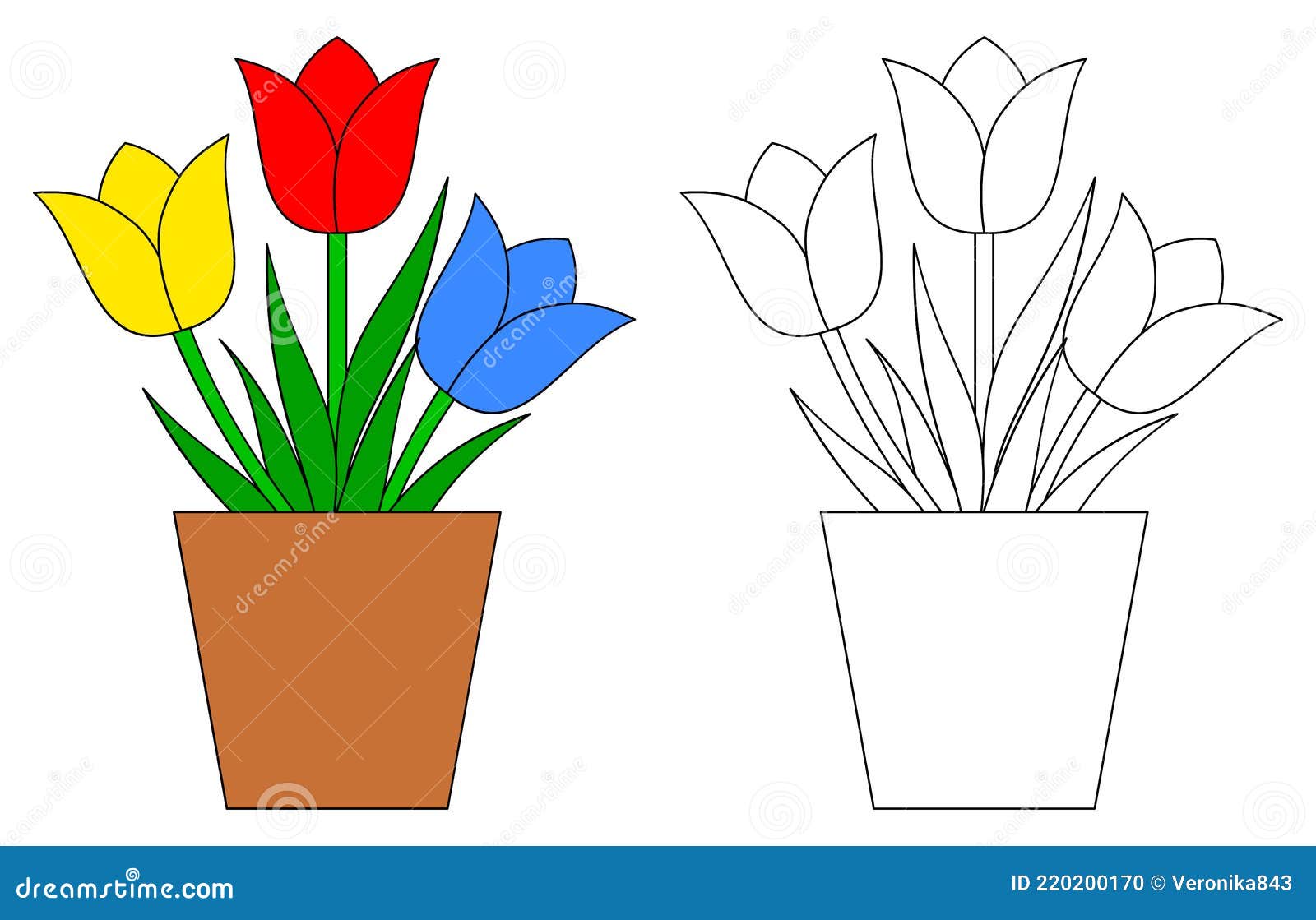 Tulipán En Maceta. Página De Libro Para Colorear Para Niños. Ilustración Vectorial Colorida Y En Blanco Y Negro Aislada Sobre Fond Ilustración del Vector - Ilustración de ilustrado, cabritos: 220200170 Tulipán En Maceta. Página De Libro Para Colorear Para Niños. Ilustración Vectorial Colorida Y En Blanco Y Negro Aislada Sobre Fond Ilustración del Vector - Ilustración de ilustrado, cabritos: 220200170