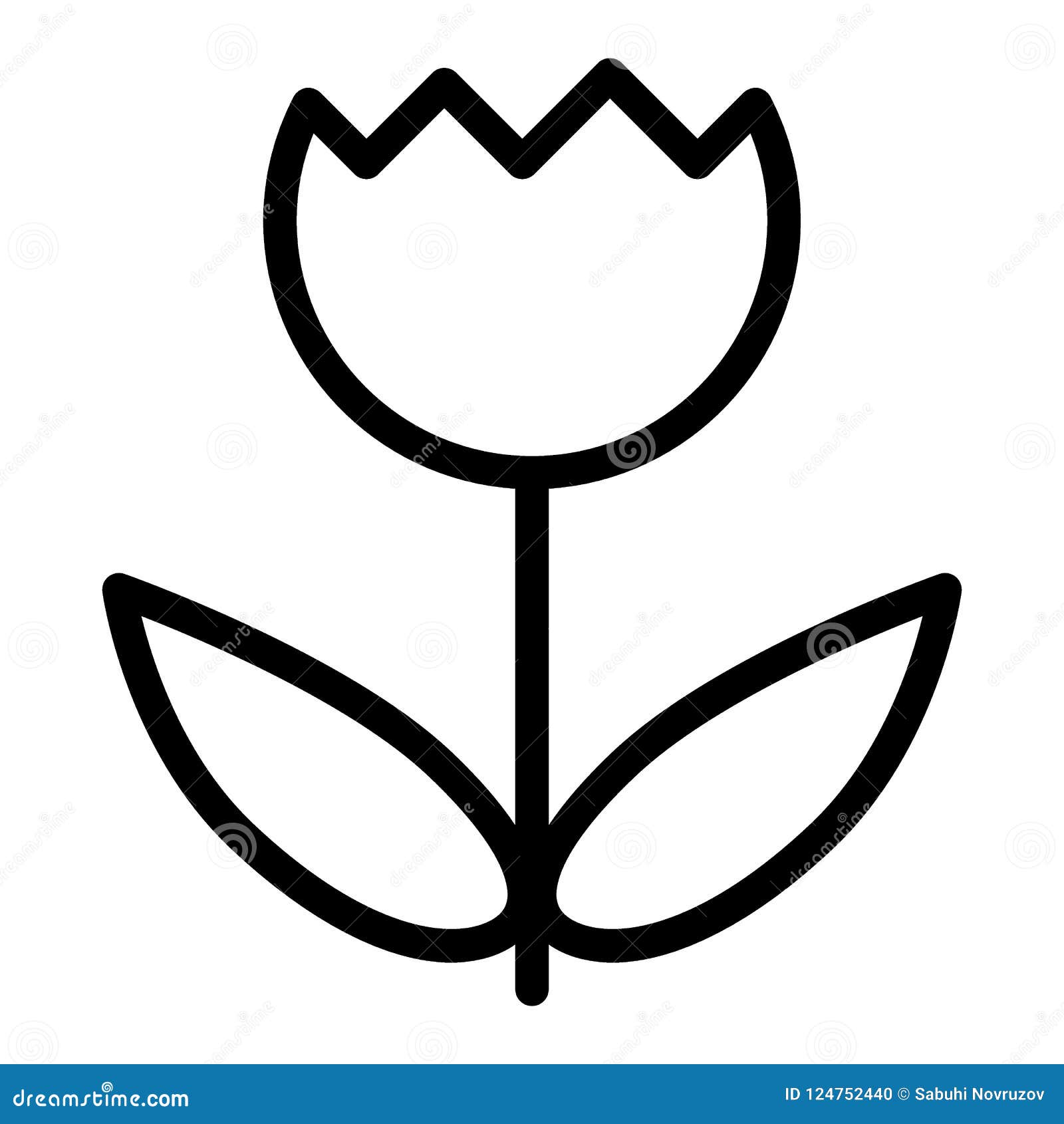 Tulip Bud Line Icon. Sinlge Tulip Vector Illustration Isolated on White