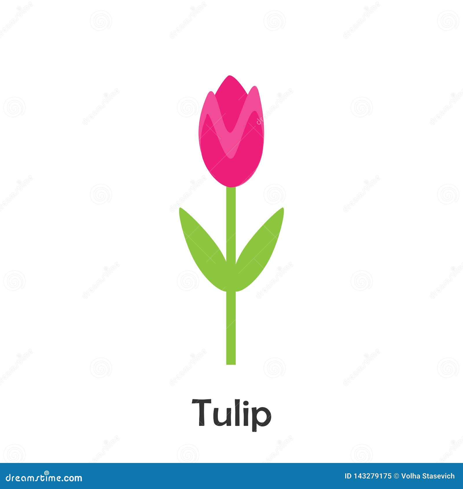 Tulip In Cartoon Style Spring Card For Kid Preschool Activity For Children Vector Illustration Stock Illustration Illustration Of Abstract Game 143279175