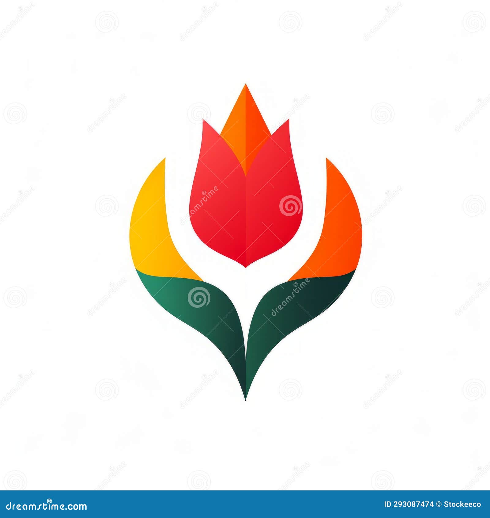 bold tulip flower logo  with gradient color blends