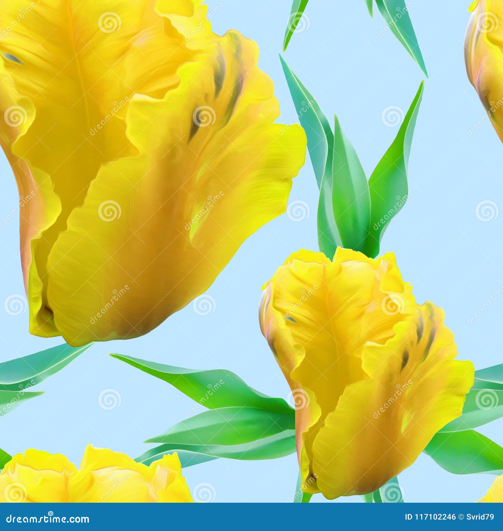 Tulip. Seamless Pattern Texture of Flowers. Floral Background, P Stock