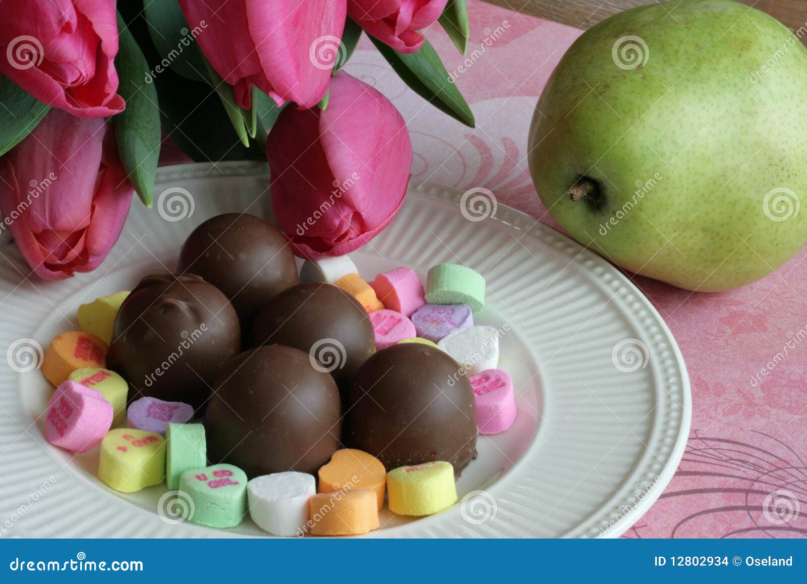 Tulips, Candy and Fruit stock photo. Image of valentine 12802934