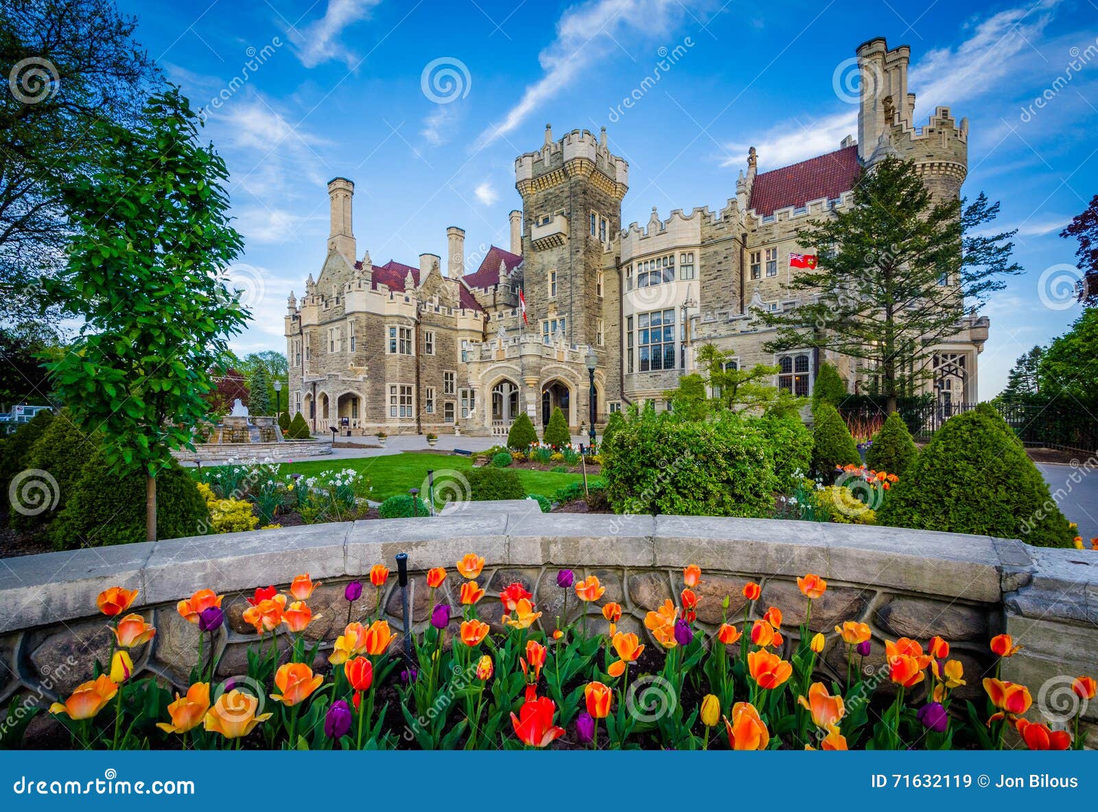 tulips and casa loma in midtown toronto, ontario.