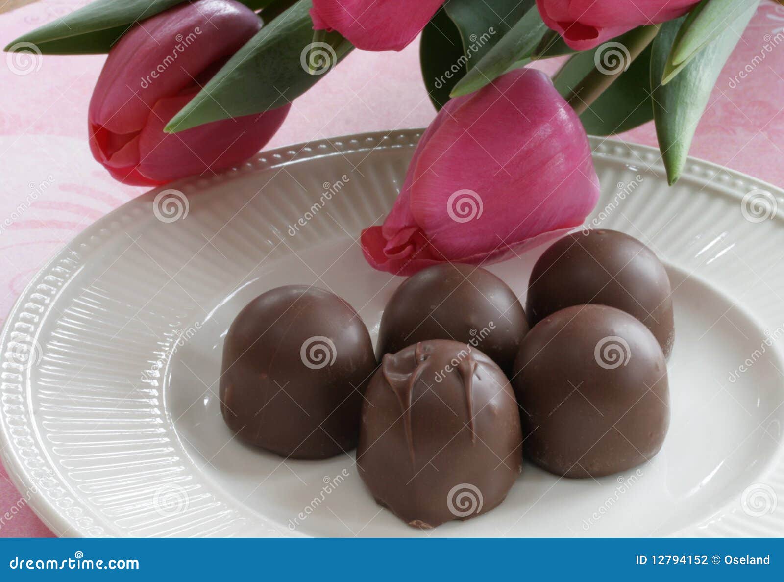 Tulips and Chocolate stock photo. Image of romantic, bulb 12794152