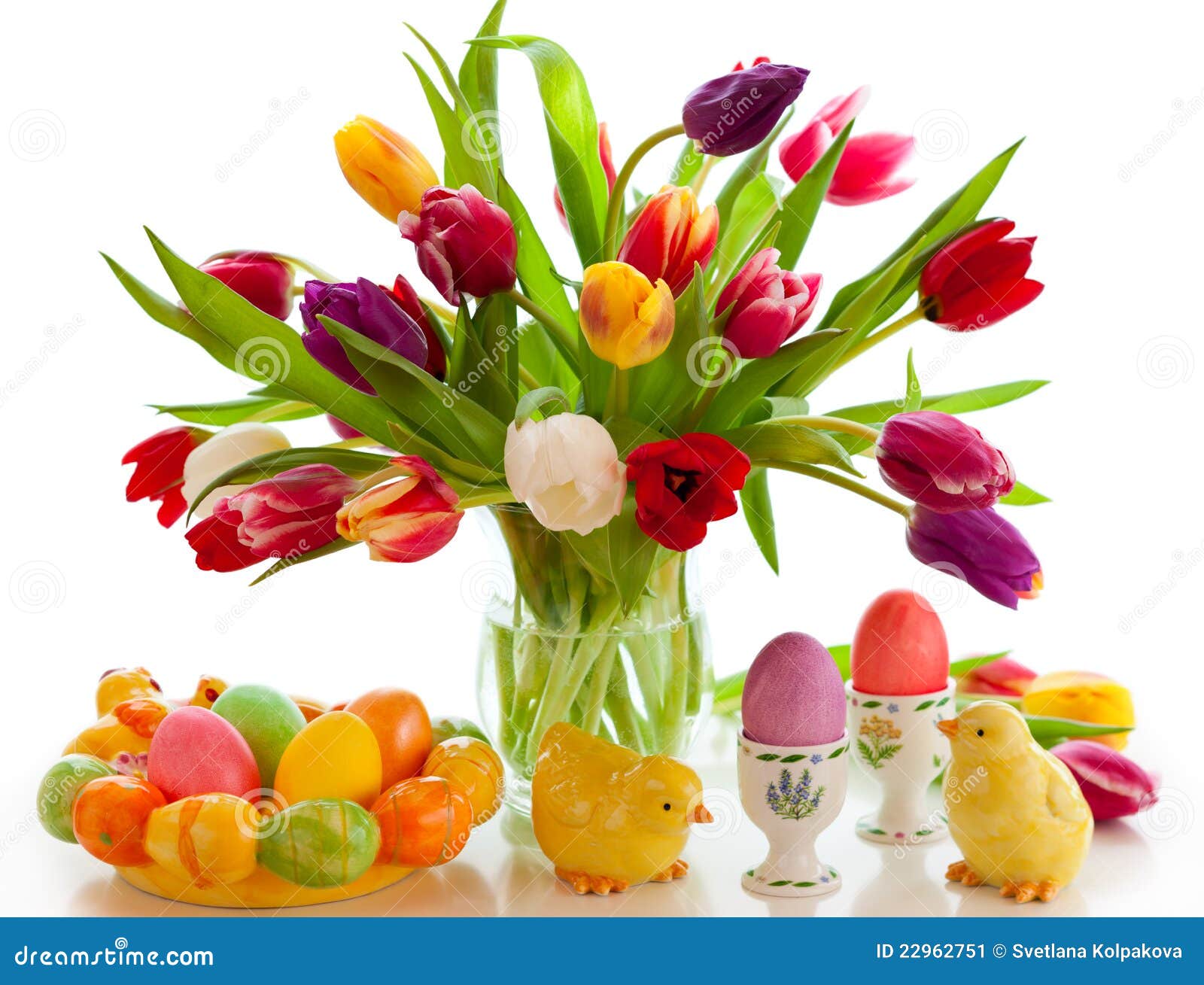 Tulips and easter eggs stock image. Image of flower, decor 22962751