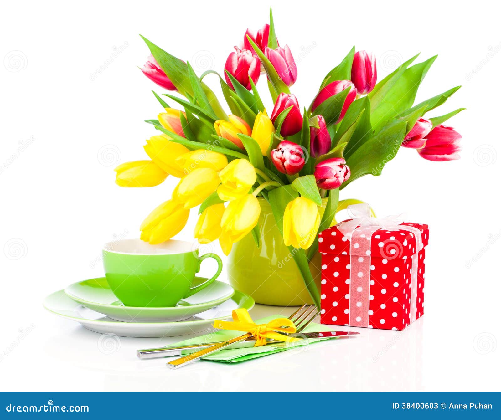 Tulips Flowers With Cup Tea Stock Image Image of fresh, bunch 38400603